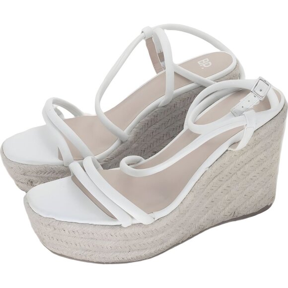 BP Cohan Espadrille Wedge Sandals Tan White Size 11 M Fast Shipping - Picture 2 of 6